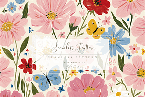 Seamless Cottage Garden Pattern, a Pattern Graphic by Pati Charm Studio