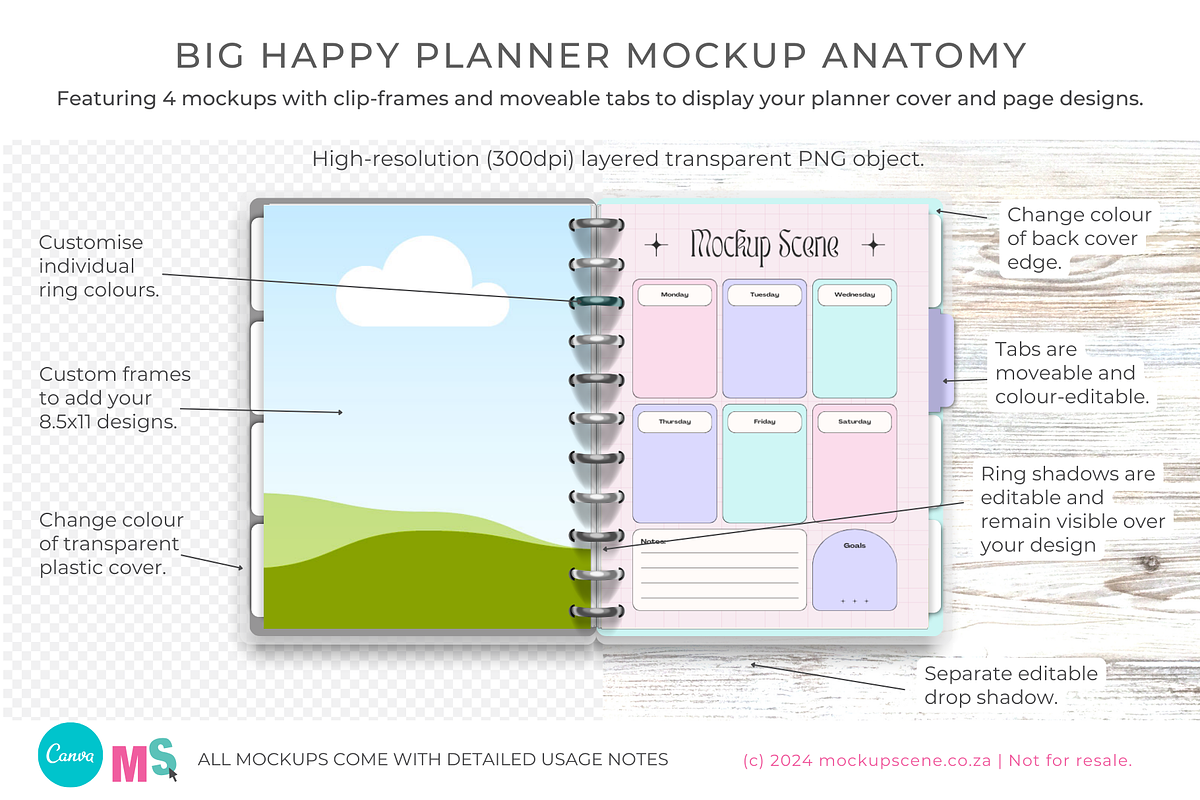 Big Happy Planner Canva Mockup, a Books & Magazine Mockup by Mockup Scene (Photo 2 of 12)