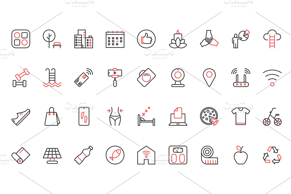 Modern life symbols icons, an Object Illustration by Lemberg Vector