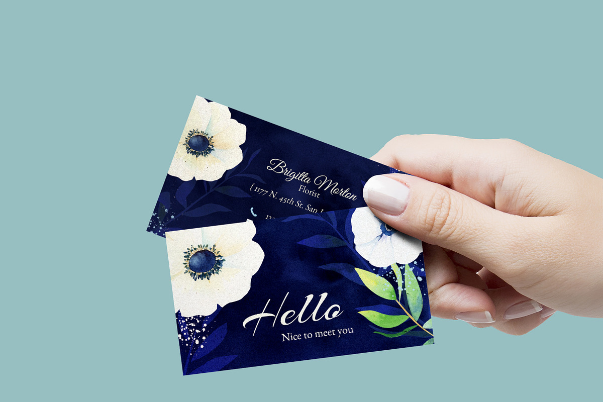 Watercolor Anemones Business Cards, a Business Card Template by Ujean'sWhimsicalWorld (Photo 2 of 4)