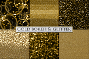 Gold Bokeh and Glitter Backgrounds, a Texture Graphic by Paper Element (Thumbnail 2 of 4)