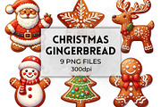 Christmas Gingerbread Clipart, a Seasonal Illustration by QM_ART (Thumbnail 1 of 7)