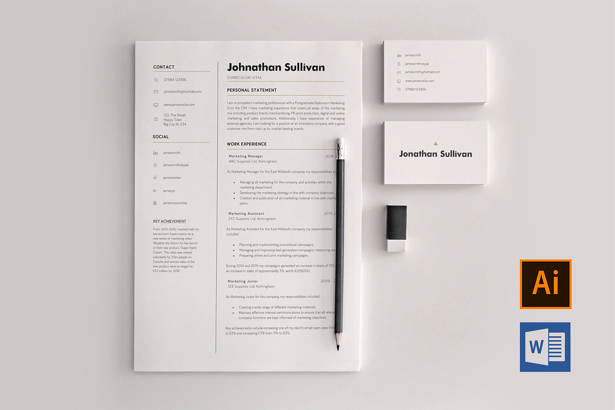 Word A4 CV Resume & Business Card, a Resume Template by Giallo (Photo 1 of 5)