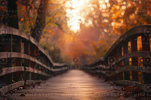 Fall Bridge Digital Backdrop