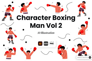 Boxing Man Character Vol 2, a Sport Illustration by SLAB! Design