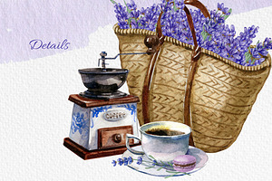 Watercolor Provence Lavender Clipart