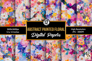 Abstract Painted Flowers Pattern, a Pattern Graphic by Creative Store