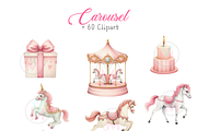 Pink Pony and Carousel Horse PNG, a Decorative Illustration by VM PARTYS  BY TAIRUMA (Thumbnail 8 of 10)