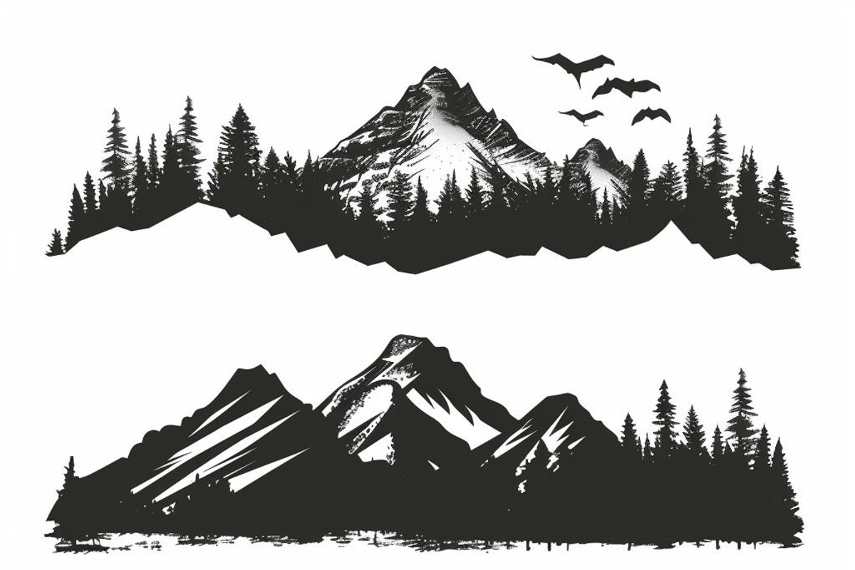 Majestic Mountain and Tree Vector Bu, a Graphic by balal (Photo 2 of 8)