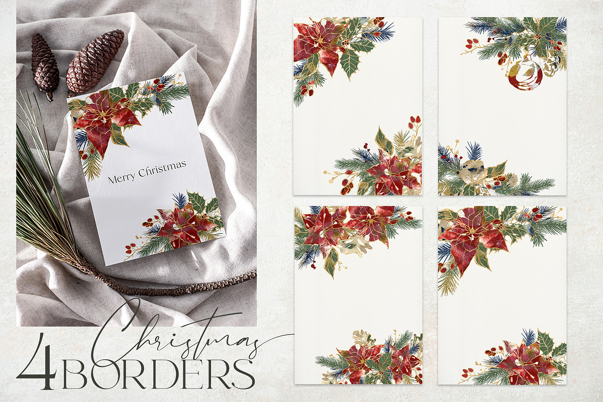 Christmas day flowers backgrounds, a Seasonal Illustration by Yuliya Derbisheva (Photo 7 of 20)