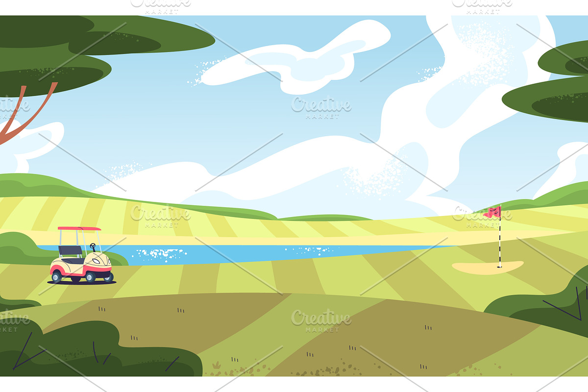 Golf course landscape. Field green, an Illustration by Stock-Smart-Start