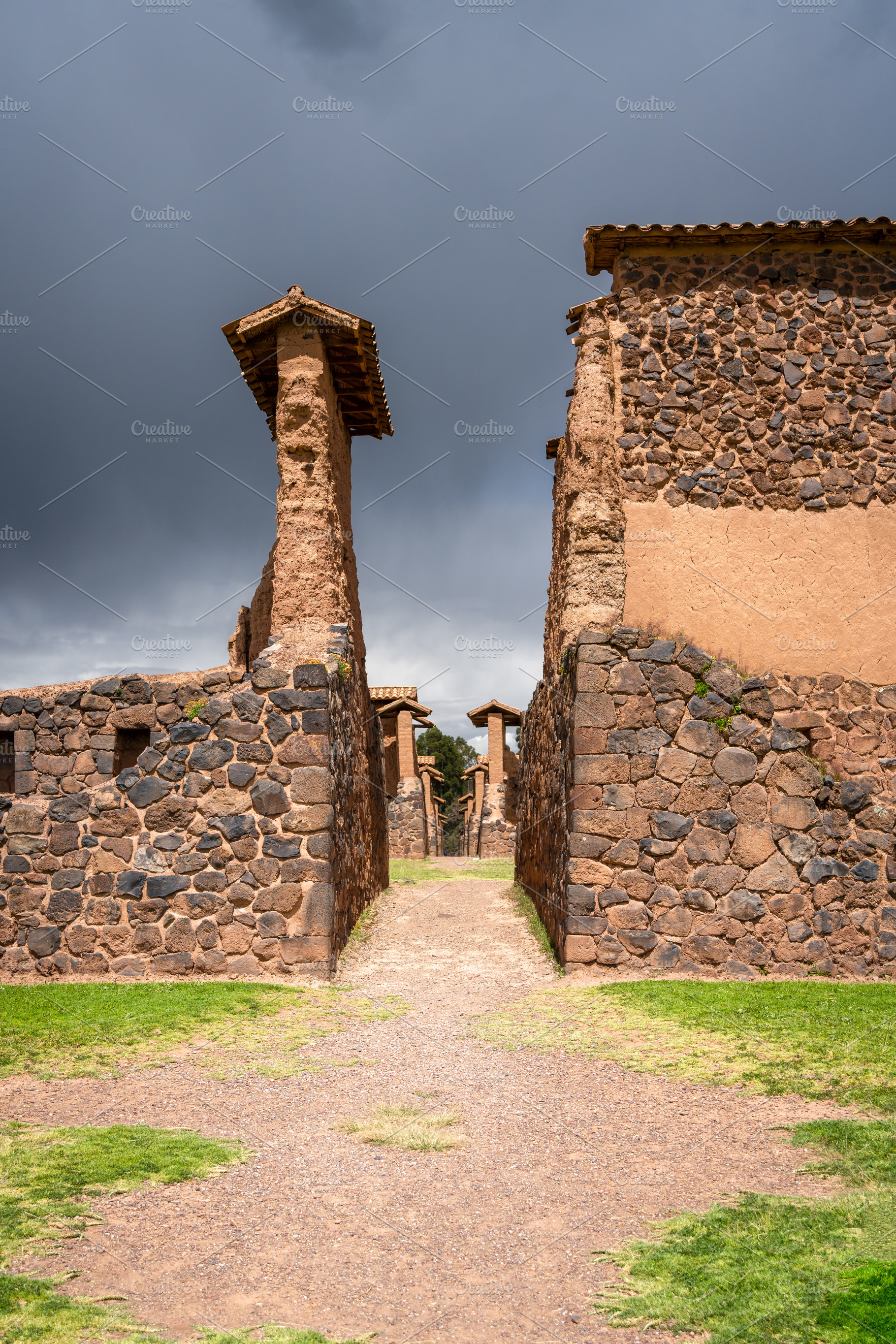 Ancient Ruins of Raqchi in the Peruvian Highlands Under Clouds, an Architecture Photo by GoodGoods