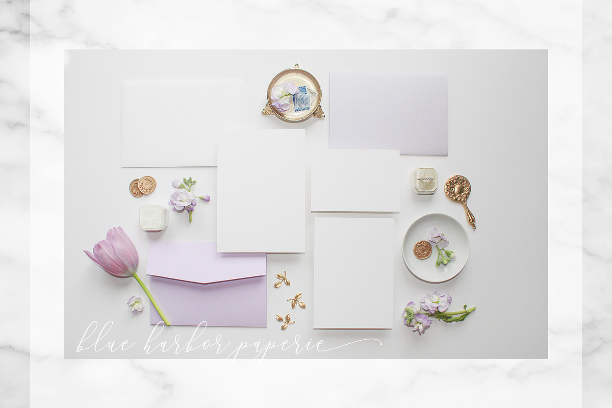 Lilac & Royal Stationery Mockup, a Photo by BlueHarborPaperie (Photo 3 of 7)