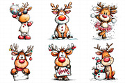 Funny Christmas Reindeer Clipart, an Illustration by Daily.Designs (Thumbnail 3 of 5)
