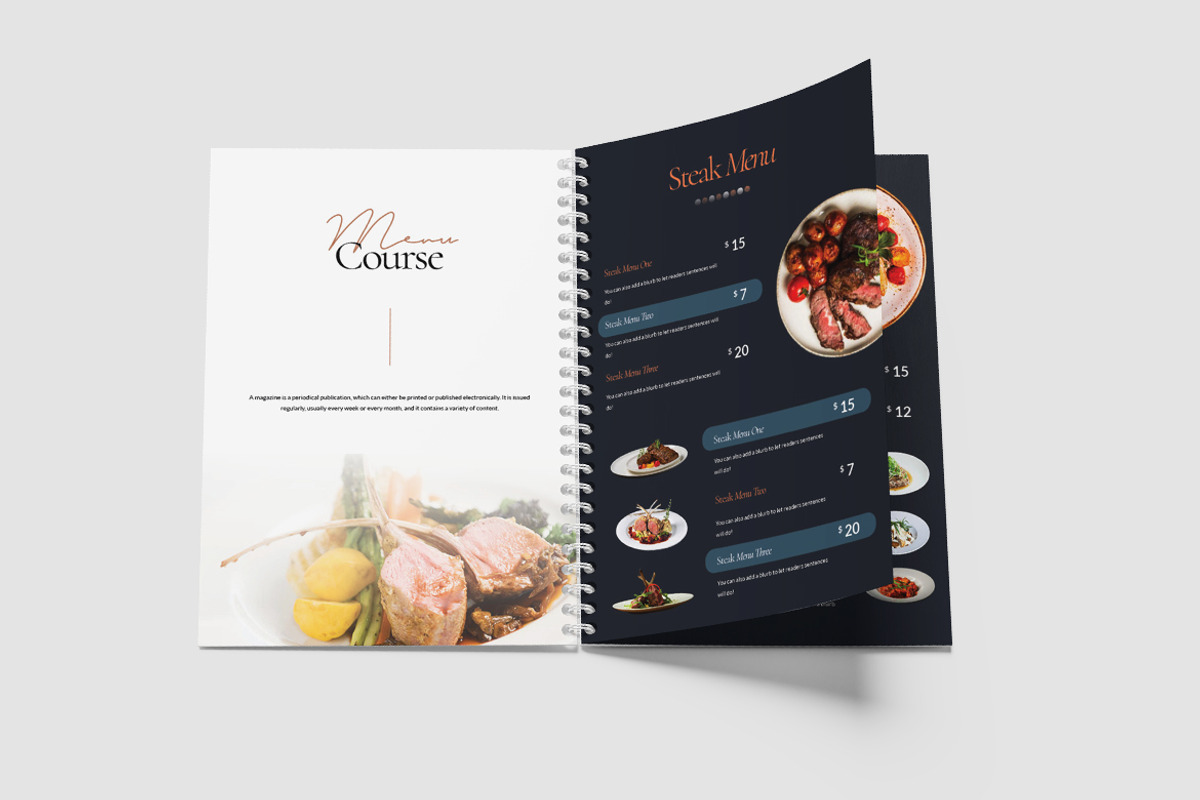 Elegant Modern Menu Book Template, a Magazine Template by TMint Play (Photo 4 of 10)