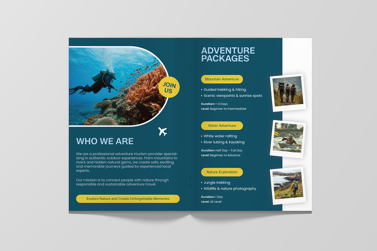 Tourism Adventure Packages Bifold, a Brochure Template by Annora Studio (Photo 2 of 6)