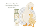 Watercolor Goose Baby Shower Clipart, an Animal Illustration by ArtGiftsStudio (Thumbnail 5 of 5)
