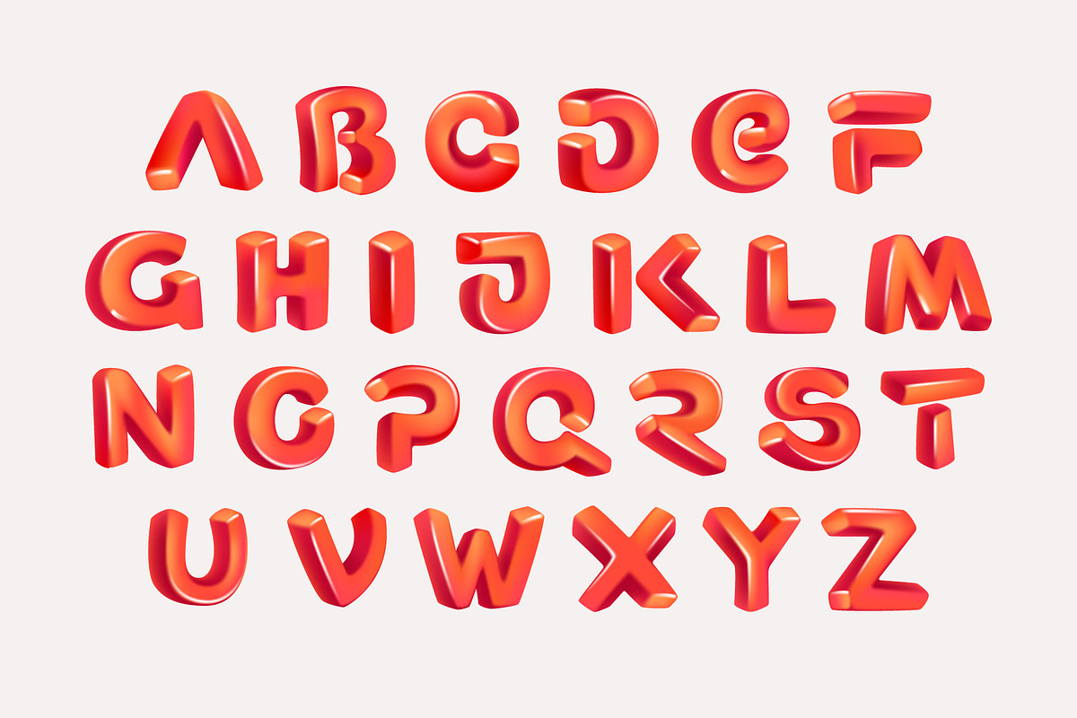 Cartoon cubic style alphabet, a Symbol Font by kaer_shop (Photo 2 of 7)
