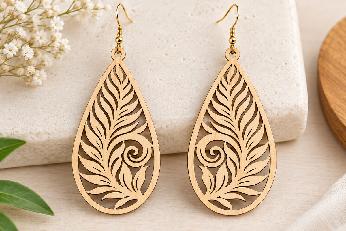 Leaf Teardrop Earrings Laser Cut SVG, an Object Graphic by Canvas Craft (Photo 3 of 4)