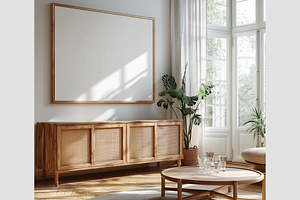 Mockup Frame in a Living Room, an Architecture Photo by GFXCity