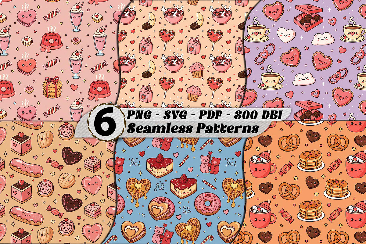 Kawaii Valentine Sweets Patterns, a Pattern Graphic by one-touch