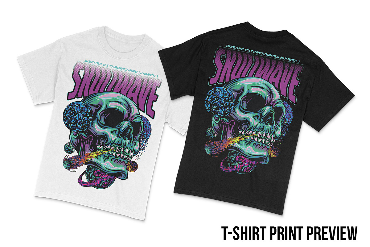 Skullwave Part 1 T-Shirt Design, an Illustration by badsyxn (Photo 4 of 4)