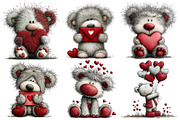 Valentine Teddy Clipart, an Illustration by Pixels.Craft (Thumbnail 2 of 5)