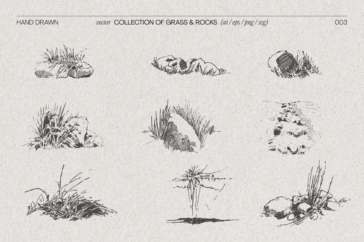Sketches featuring Grass and Rocks, an Object Graphic by TheMountBirdStudio (Photo 5 of 6)