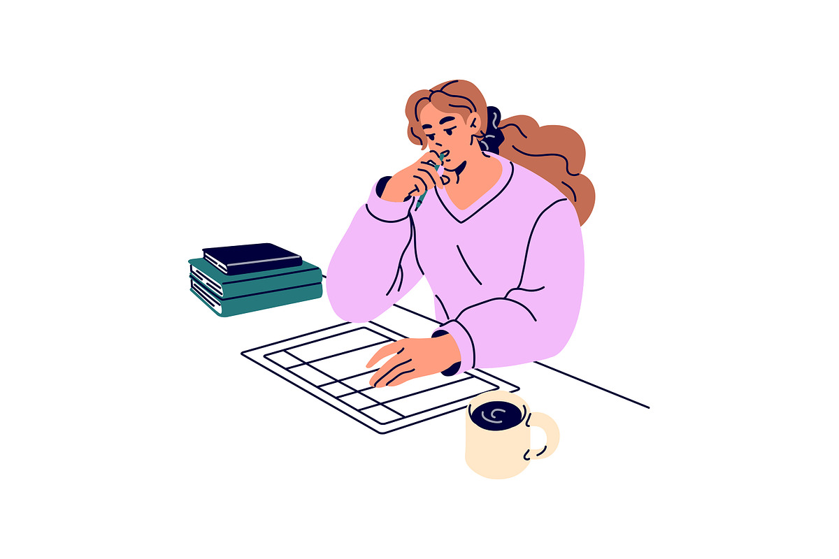 People study at desk set, an Education Illustration by PaperTrident (Photo 6 of 19)