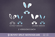 Easter Bunny Ears Split Monogram svg, an Illustration by Peachycottoncandy (Thumbnail 3 of 8)