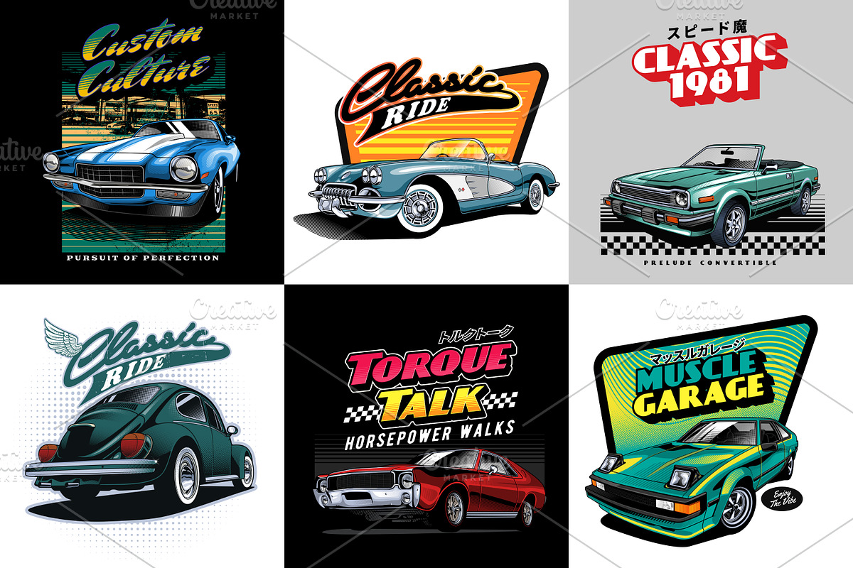 Vintage Classic Car Collection no 07, a Transportation Illustration by The BolzStudio (Photo 8 of 12)