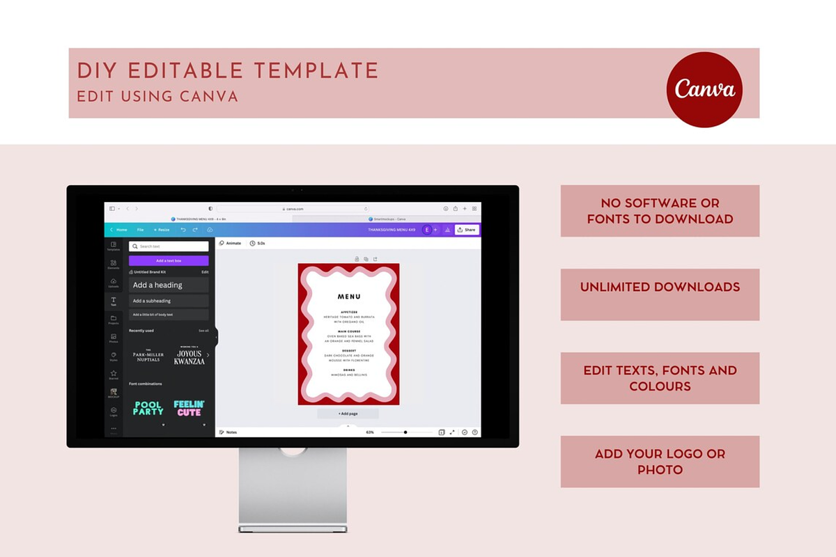 Pink Waves Menu Template, a Stationery Template by ForeverPrint (Photo 6 of 12)