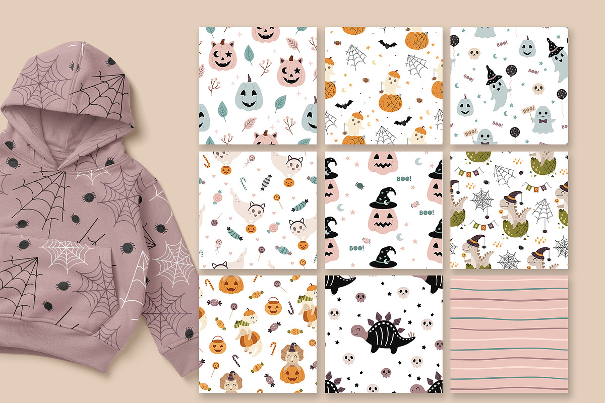 Cute Halloween clipart & patterns, a Seasonal Illustration by JulzaArt (Photo 6 of 13)