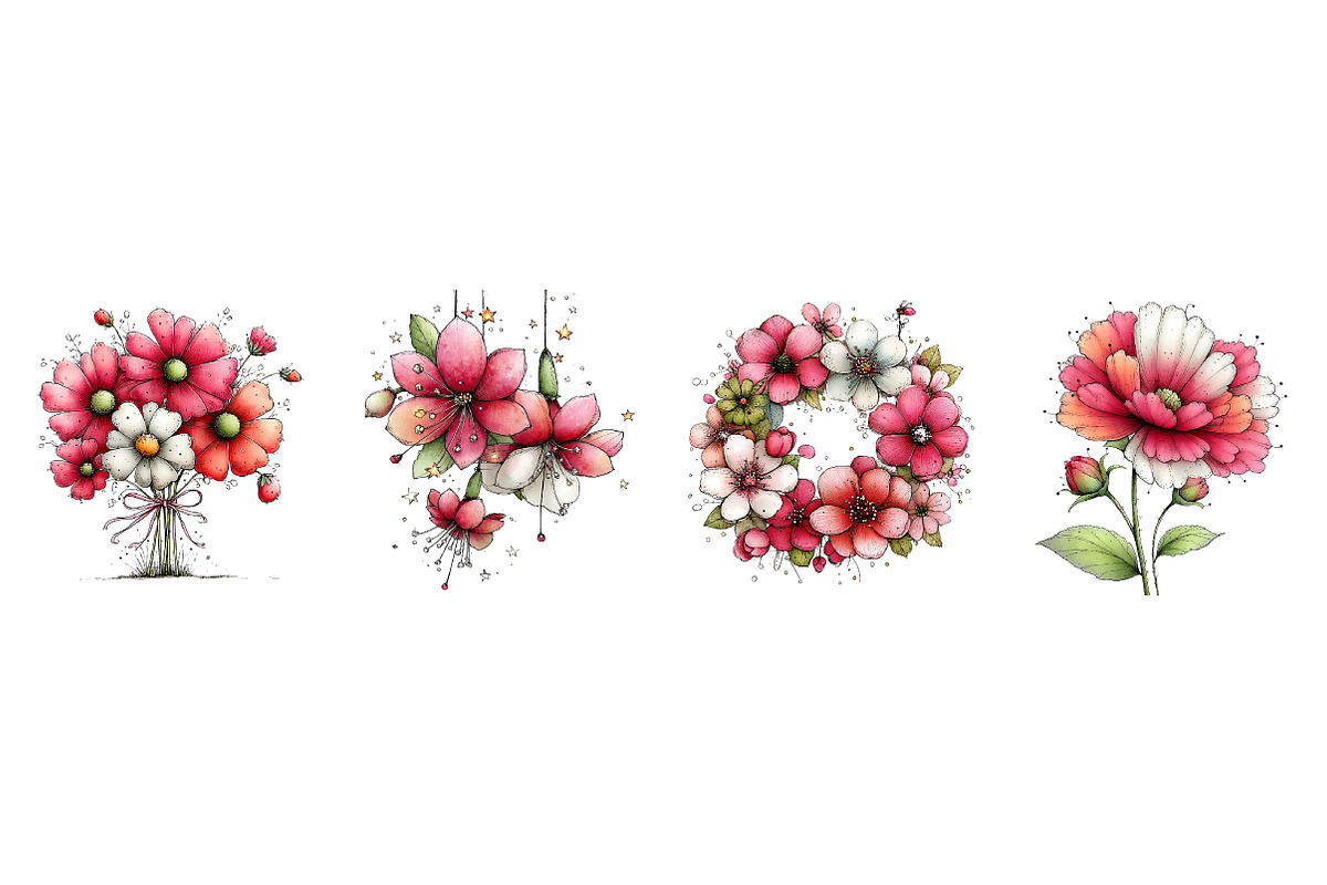 Whimsical Spring Flowers Clipart, an Illustration by Dream Creation (Photo 5 of 5)