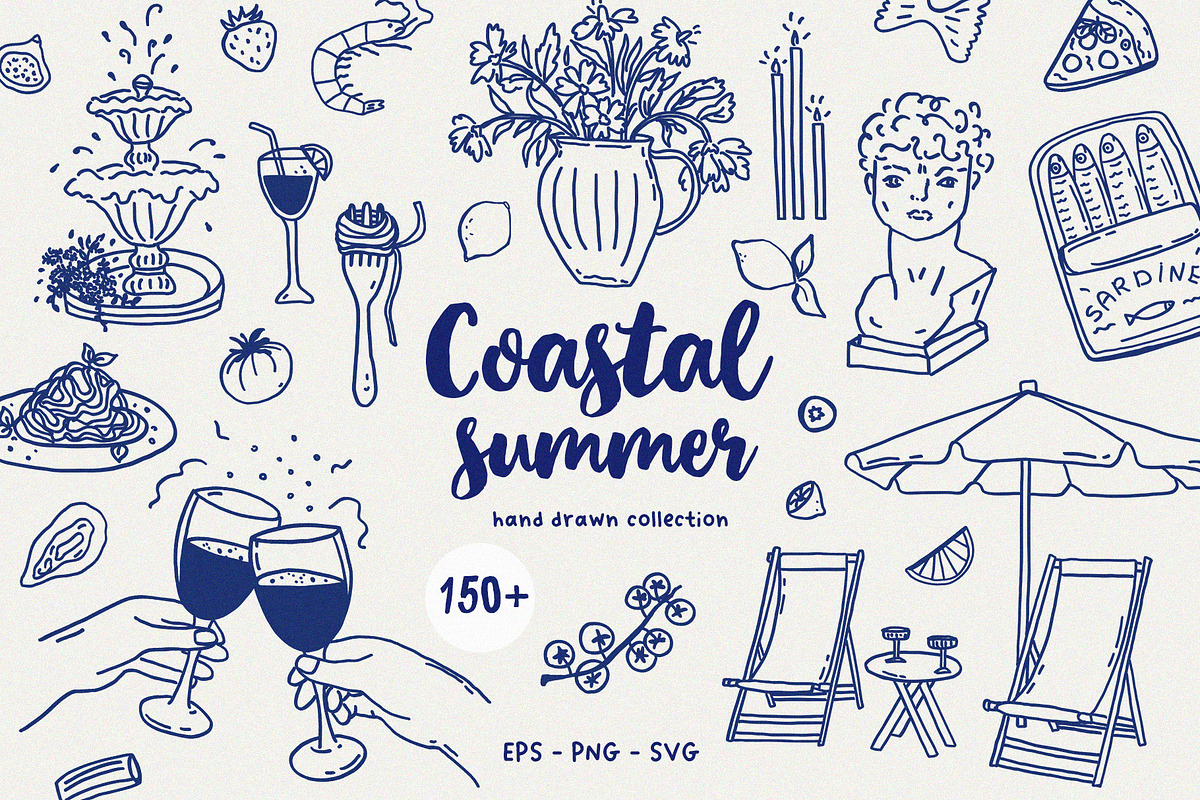 COASTAL Summer - whimsical set, a Seasonal Illustration by Madiwaso (Photo 1 of 13)