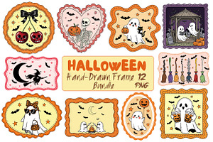 Halloween Hand-Drawn Frame Bundle, an Illustration by Dream Creation