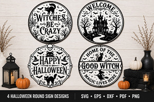 Halloween Round Sign SVG Design, a Seasonal Illustration by Rose Art