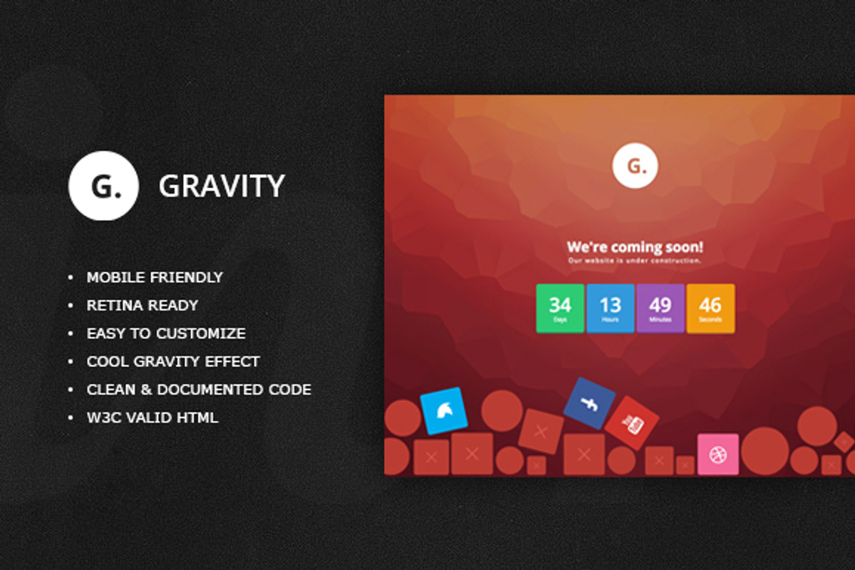 Gravity - Interactive Coming Soon, a HTML Template by Nobrand (Photo 1 of 5)