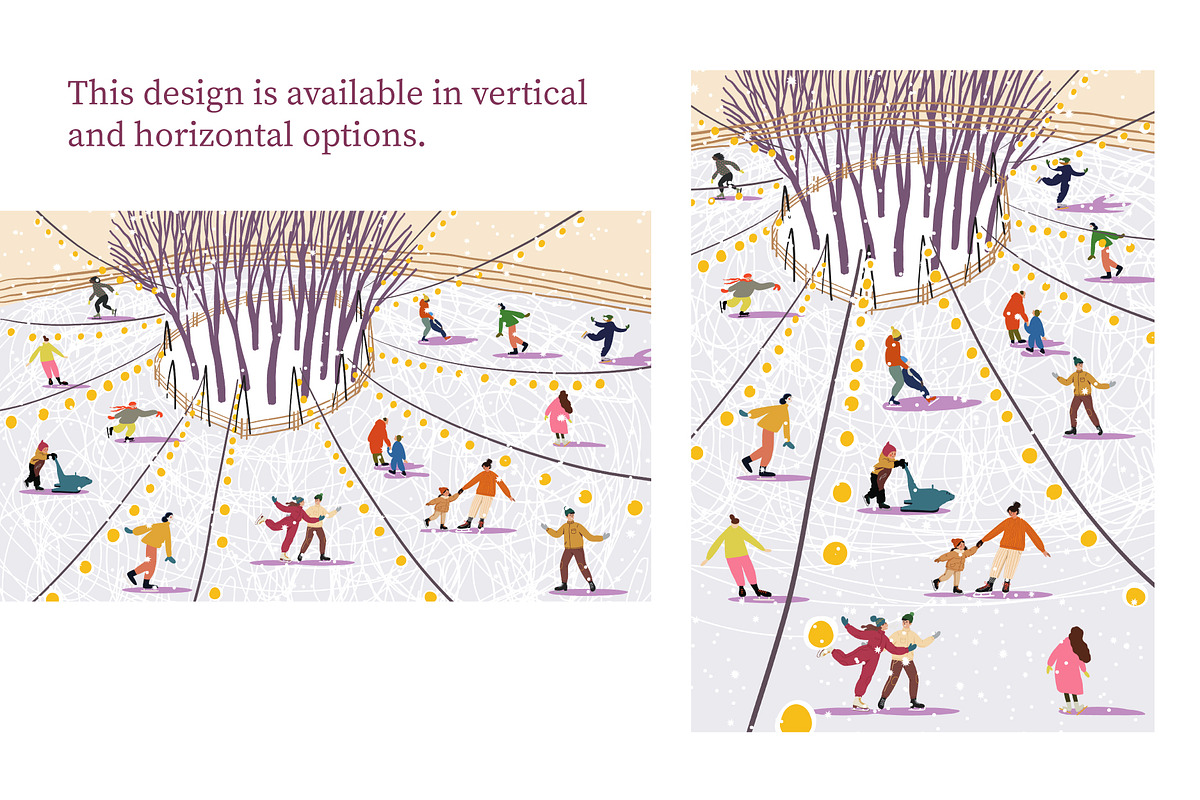 Winter Ice Skating Vector Collection, a Person Illustration by Olga Bonitas (Photo 4 of 7)