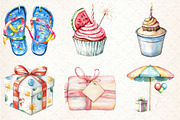 Summer Happy Birthday Clipart, an Illustration by Libby Wishes (Thumbnail 6 of 6)