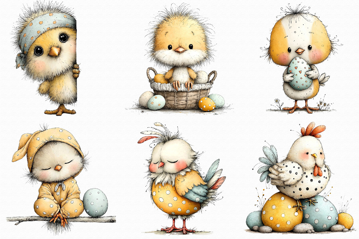 Whimsical Easter Chicken Clipart, an Illustration by Libby Wishes (Photo 9 of 9)