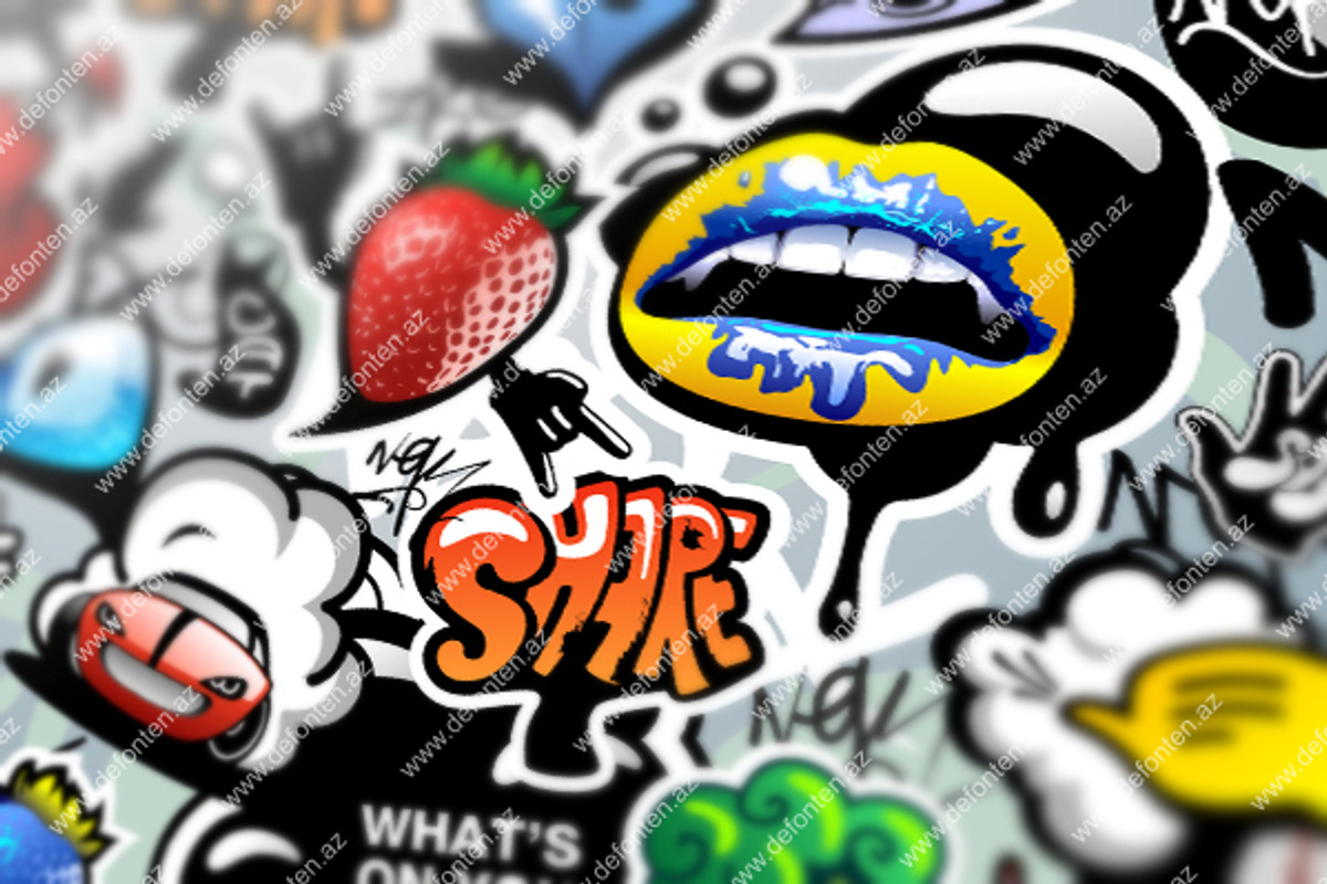 Graffiti Seamless Background & Icons preview 4