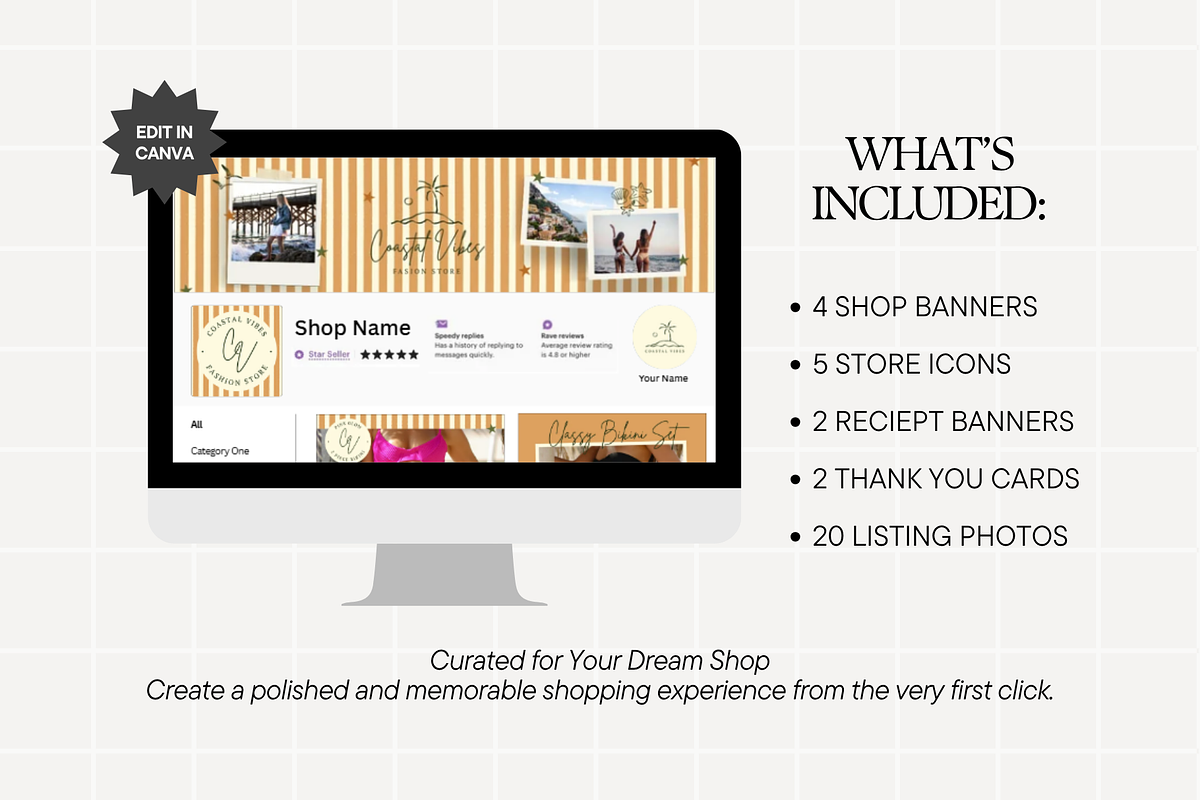 Coastal Etsy Shop Kit Template, a Branding & Logo Template by Anna Design Studio (Photo 2 of 8)