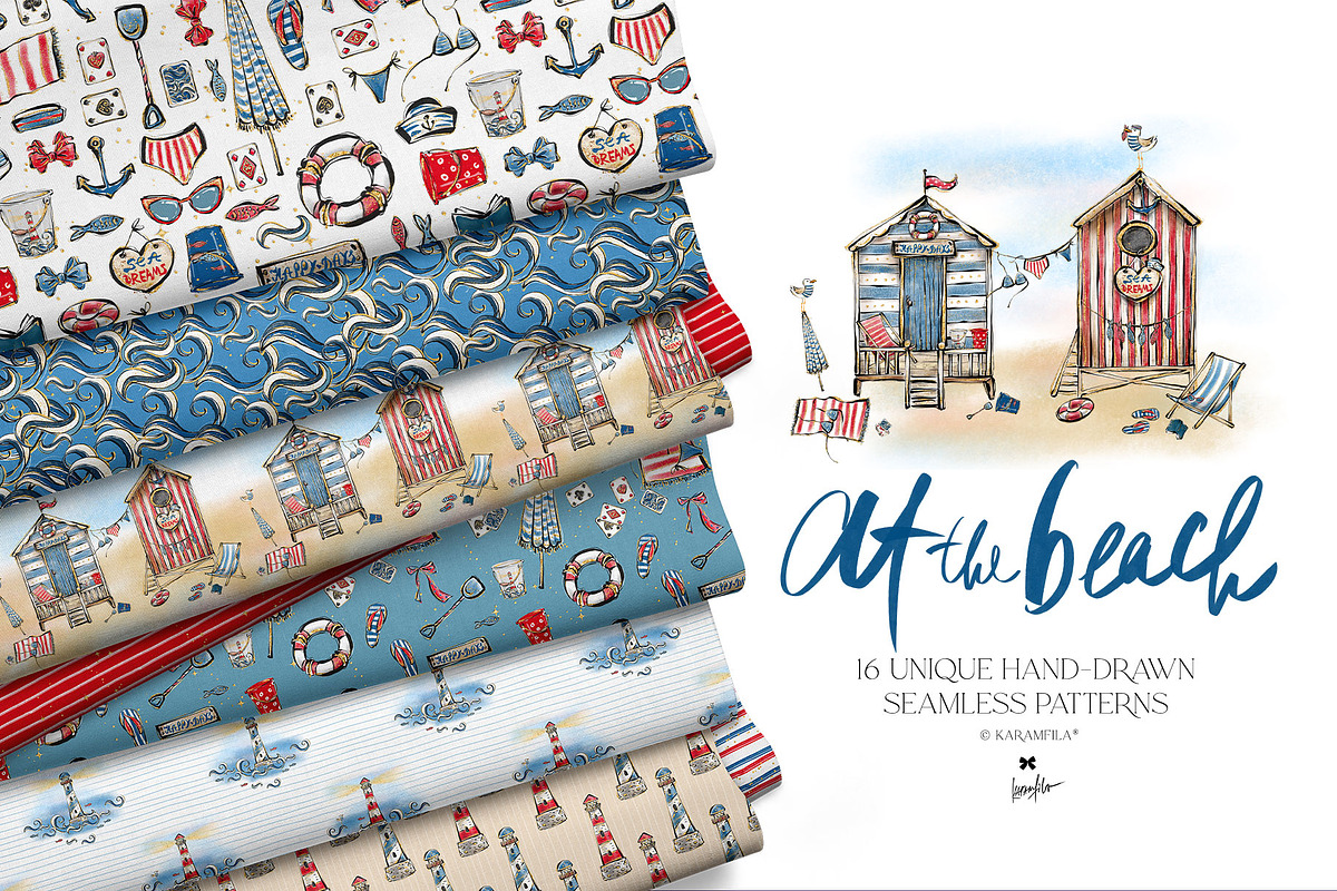 Vintage Beach Nautical Patterns, a Pattern Graphic by KaramfilaS (Photo 1 of 19)