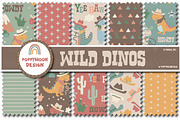 Wild Dinos clipart & paper set, an Illustration by Poppymoondesign (Thumbnail 2 of 5)