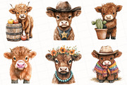 Cute Western Highland Cows Clipart, an Illustration by OK Design (Thumbnail 3 of 5)