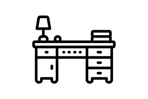 Desk counter black icon, an Outline Icon by Creative priyanka