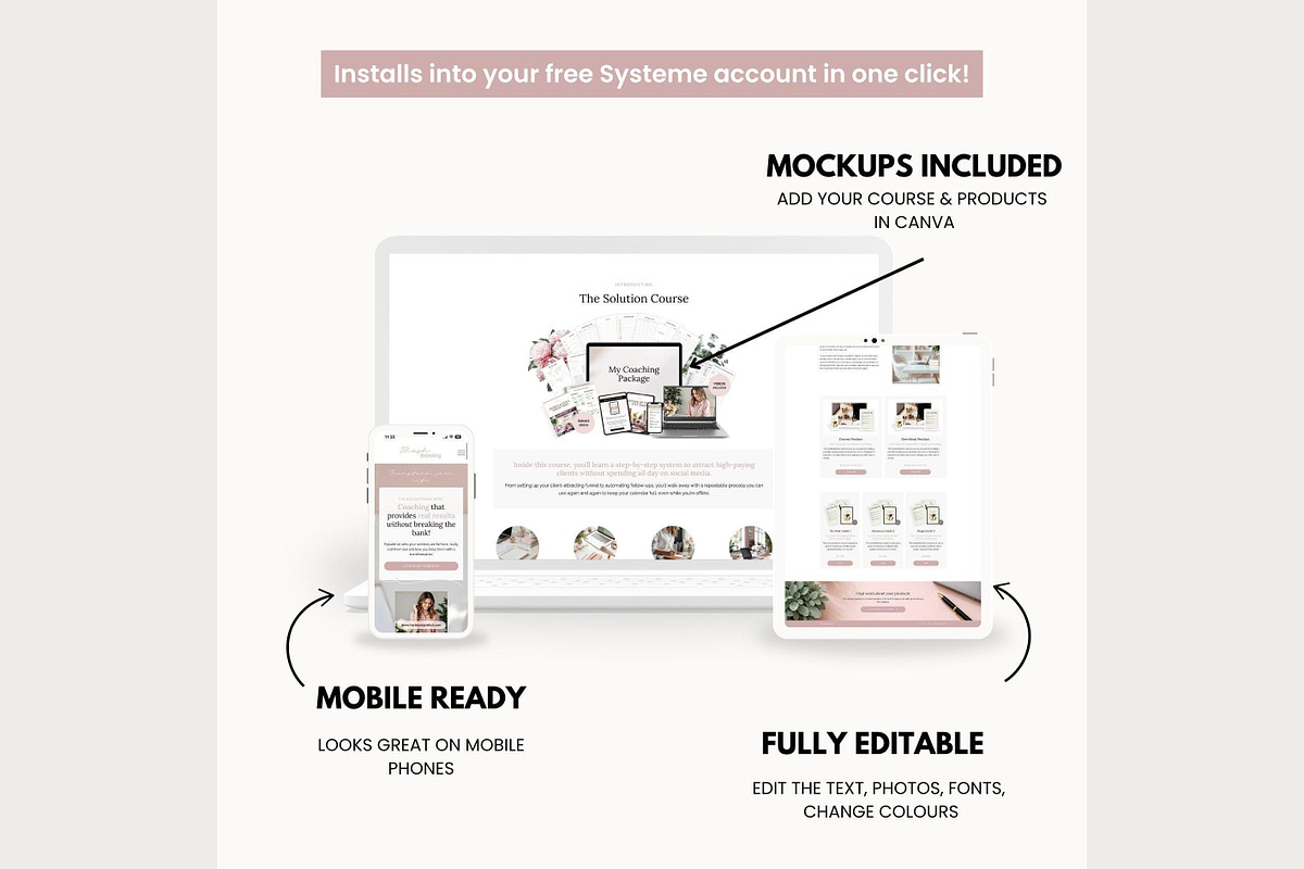 Systeme.io Blush Website Template, a Landing Page Template by Hayley's Digital Hub (Photo 9 of 10)
