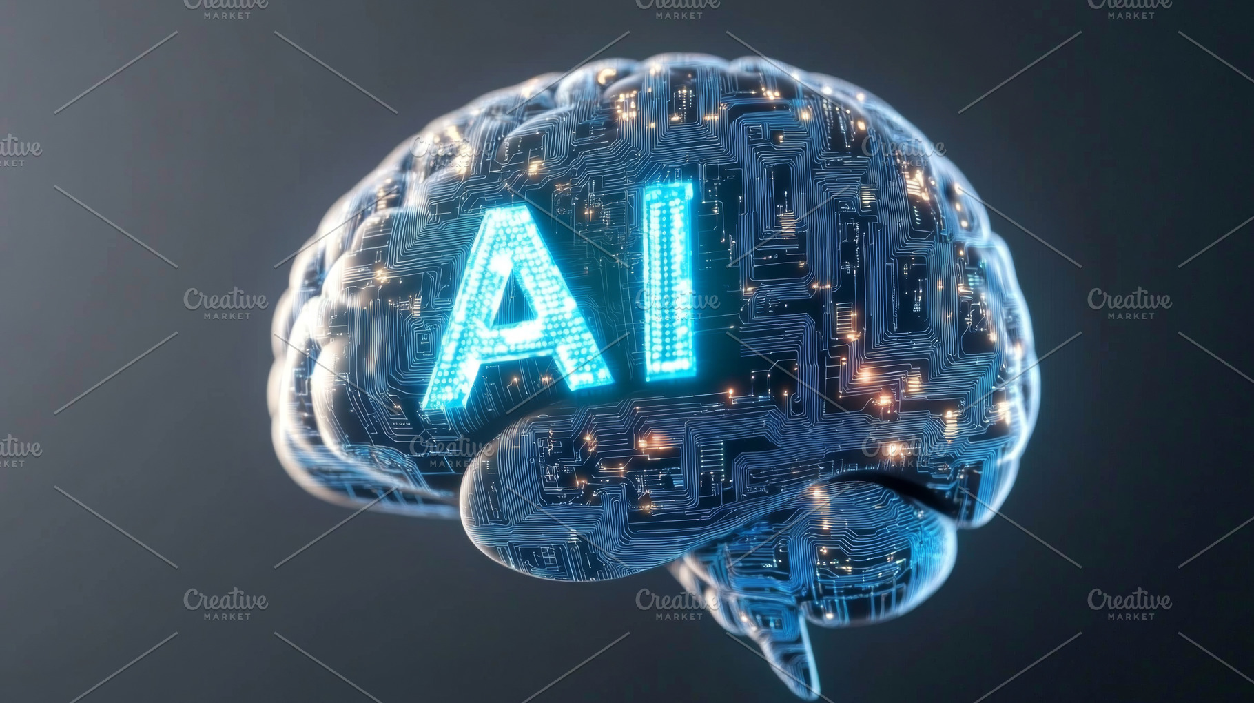 AI brain with digital circuit patterns, concept background, a Photo by Dvoevnore photos