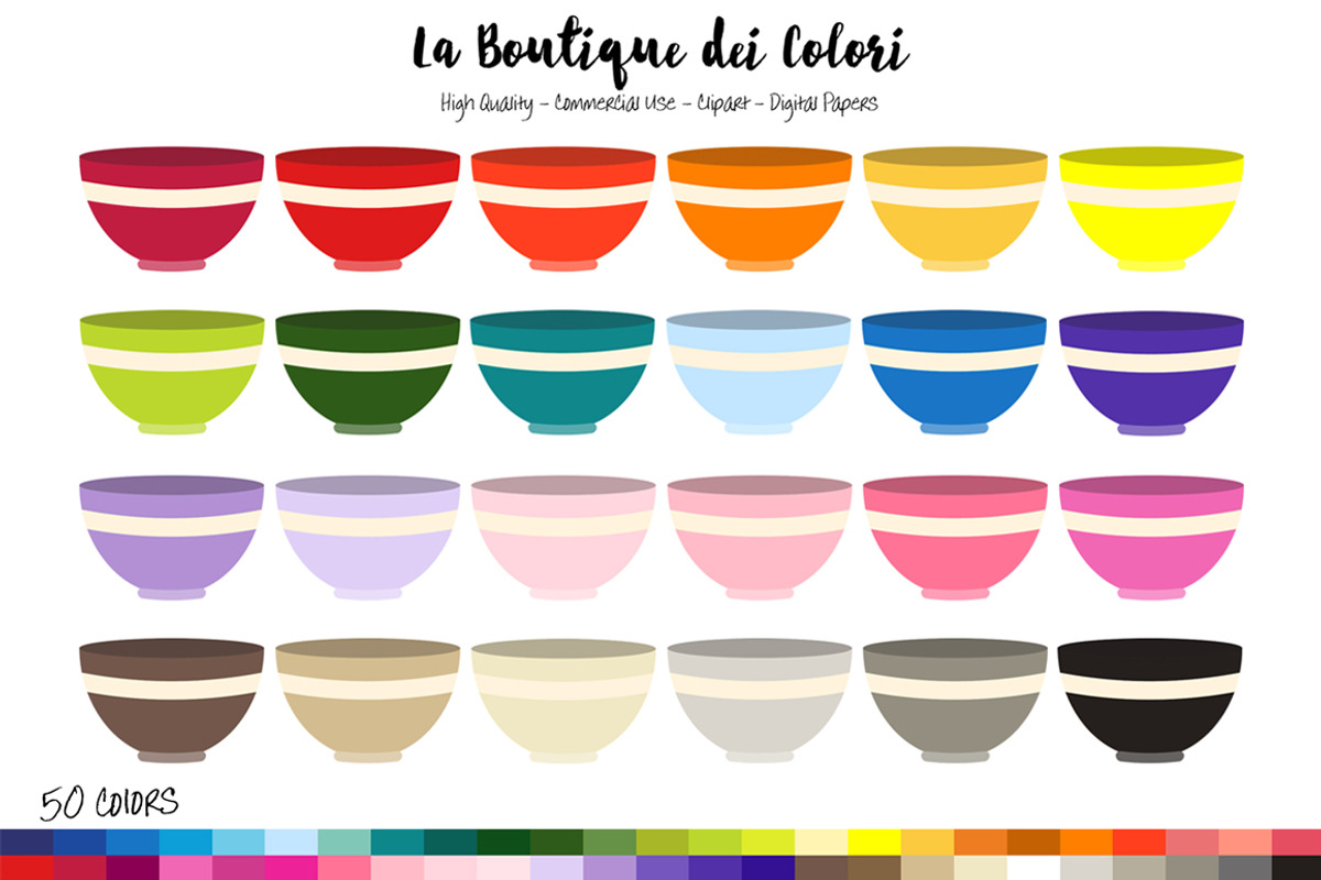 50 Rainbow Bowl Clip Art, an Illustration by La Boutique dei Colori